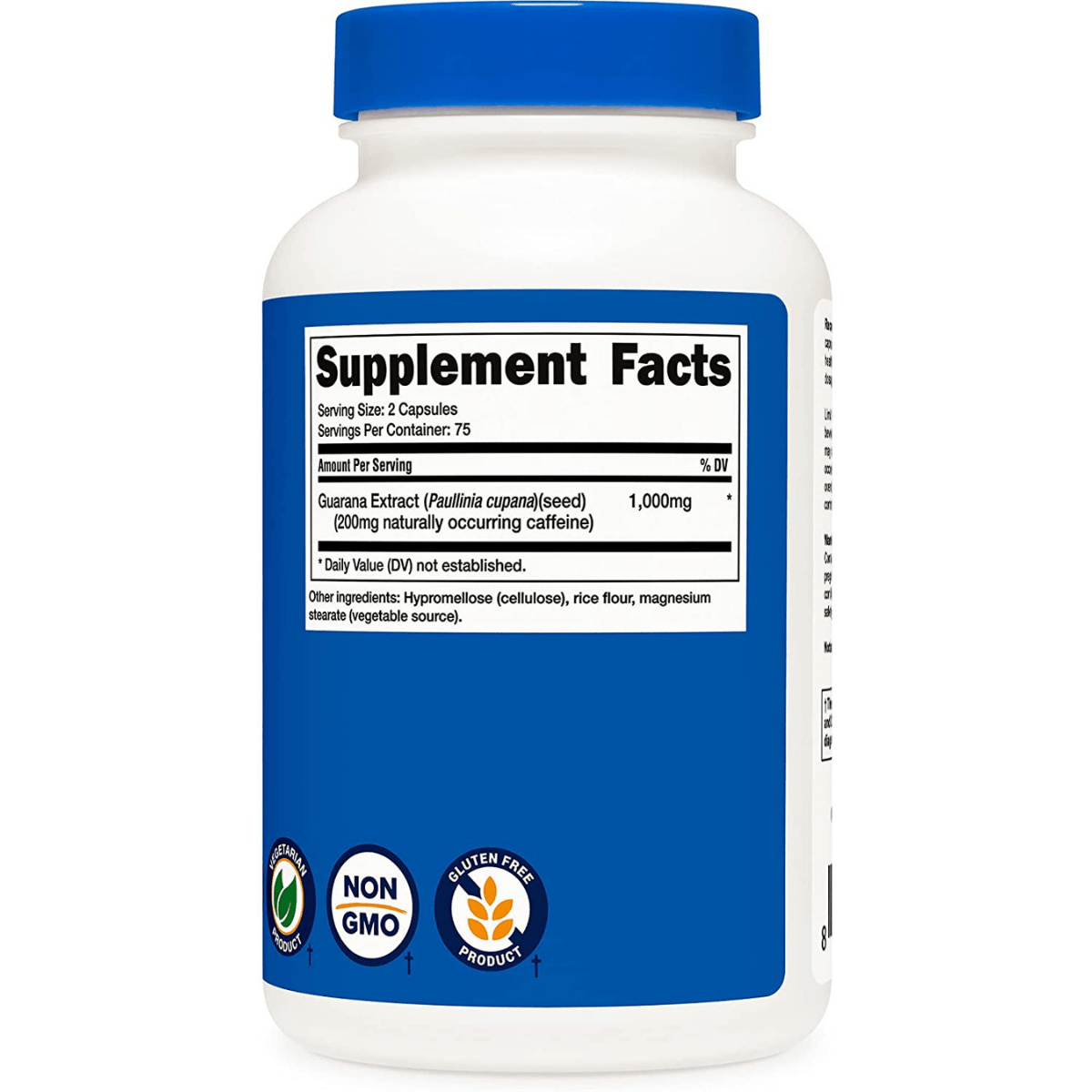 Nutricost Guarana 1000 mg - 150 Cápsulas - Haz Tu Pedido