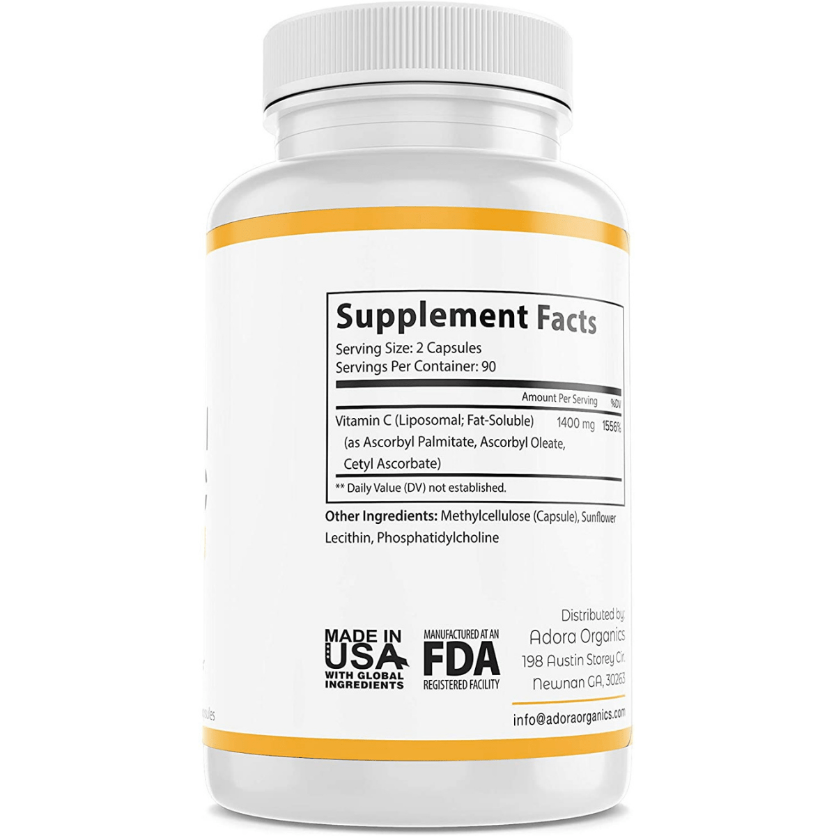 Adora Organics Liposomal Vitamin C - 180 Cápsulas - Haz Tu Pedido