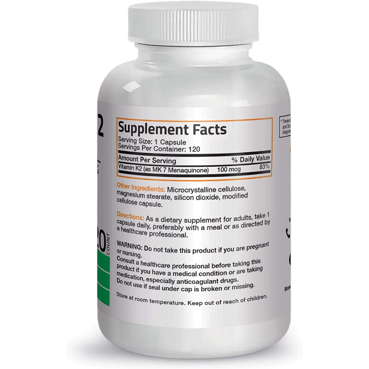 Bronson Vitamin K2 as MK-7 - 120 Cápsulas Vegetarianas - Haz Tu Pedido
