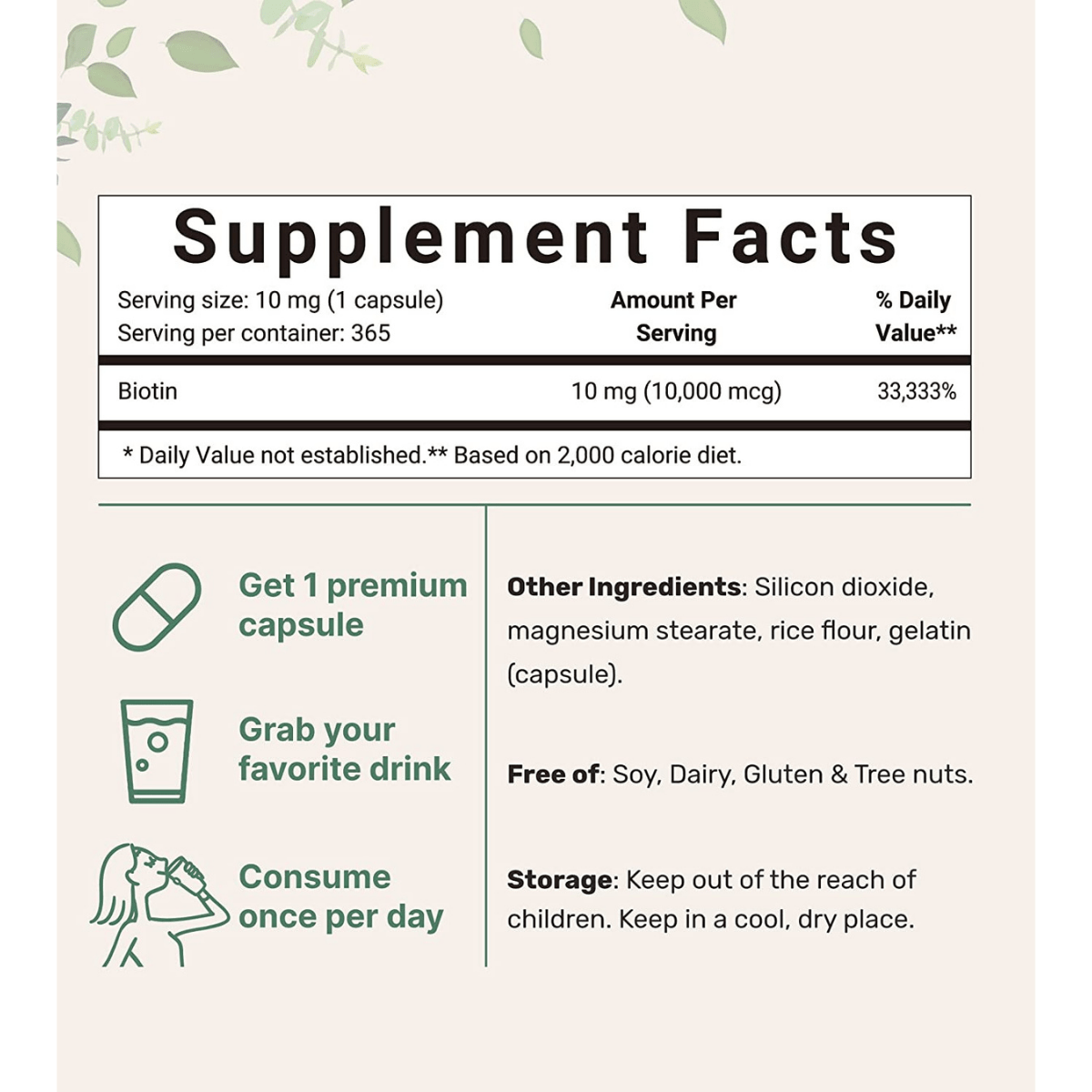Micro Ingredients Biotin - 365 Capsules - Haz Tu Pedido