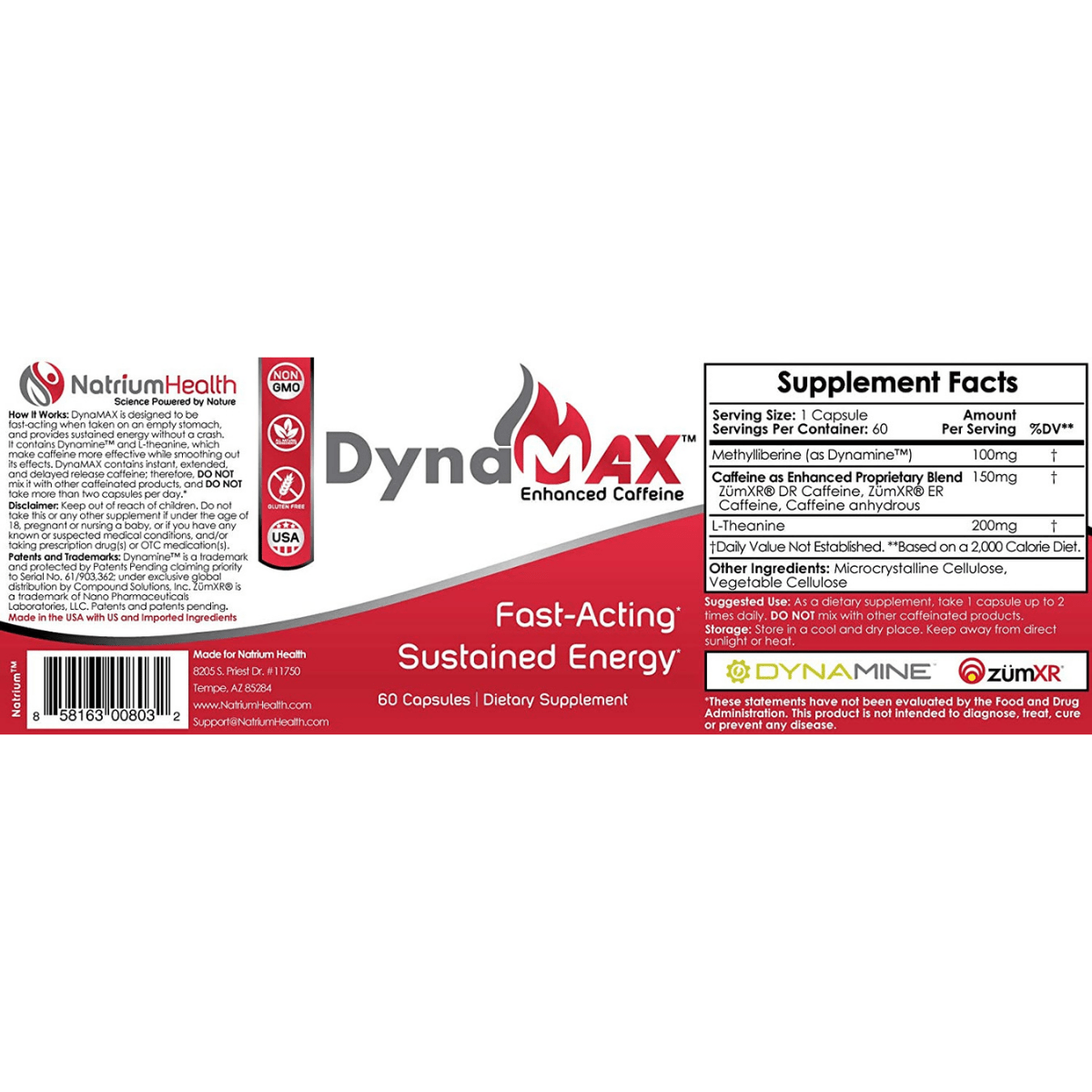 Natrium Health Cafeína Ultra Mejorada DynaMAX - 60 Cápsulas - Haz Tu Pedido