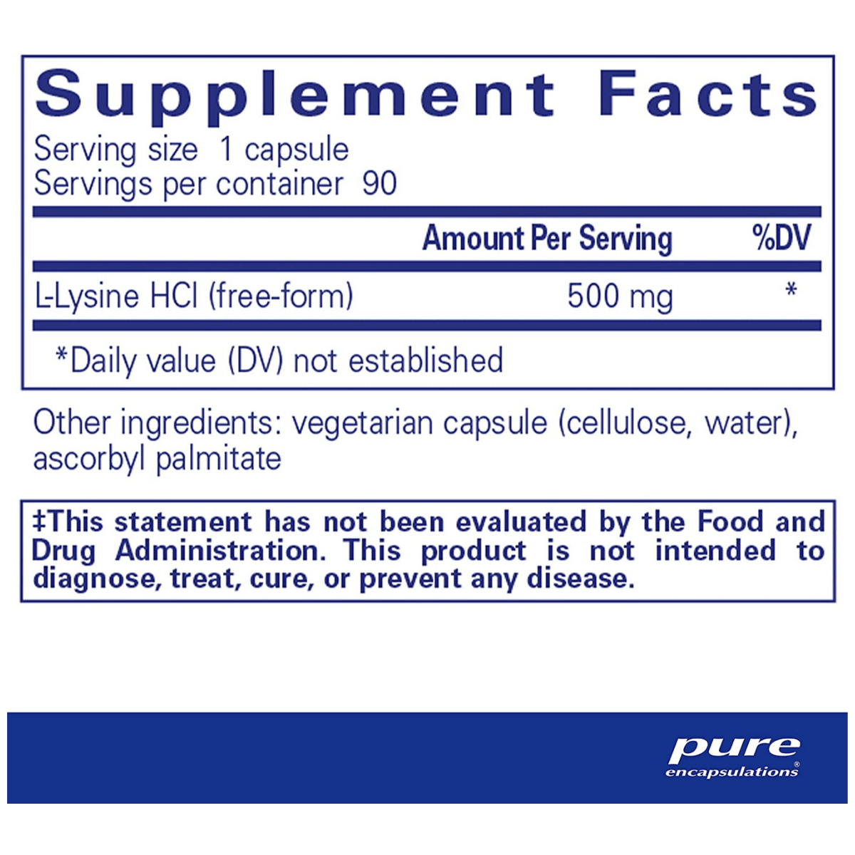 Pure Encapsulations L-Lisina 500 Mg - 90 Cápsulas - Haz Tu Pedido