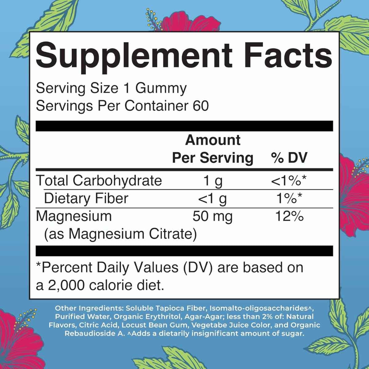MaryRuth Organics - Citrato de Magnesio Sabor Hibiscus (50 mg - 60 Gomitas)