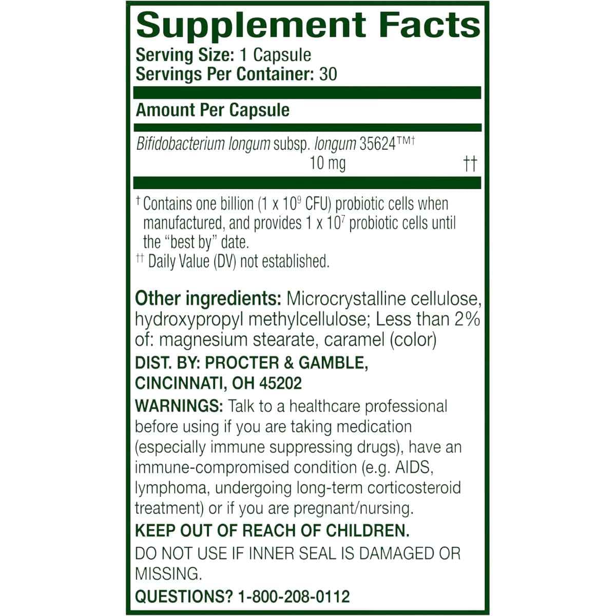 Tabla de suplemento Align ProFormula Bifidobacterium longum 35624 - 30 cápsulas