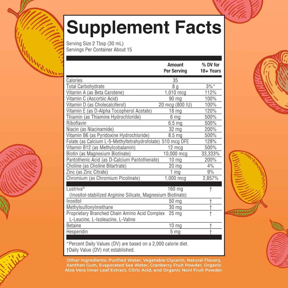MaryRuth Organics - Multivitamínico Líquido Matutino + Crecimiento Cabello Peach Mango (10.000 mcg Biotina - 450 mL)