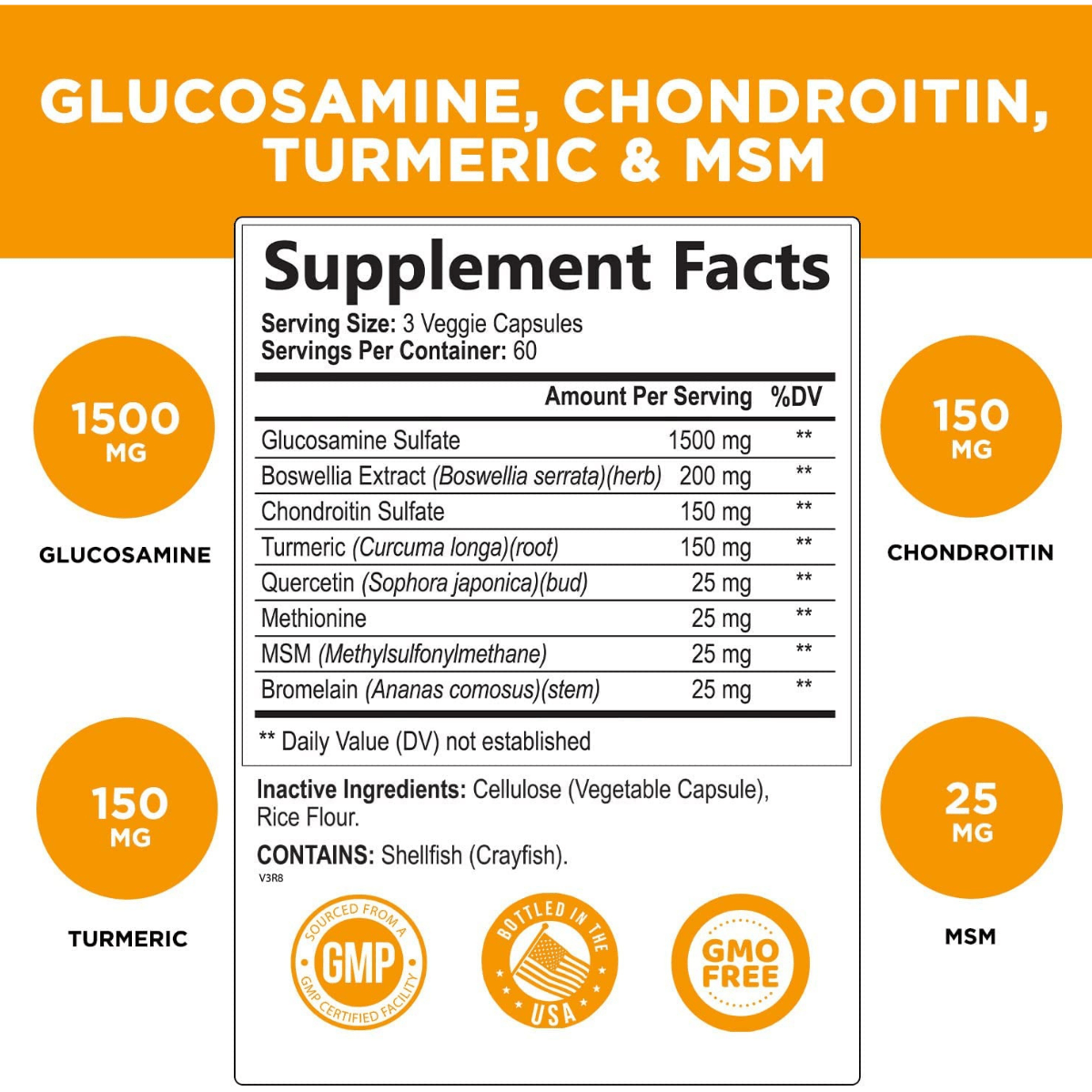 Glucosamina con Condroitina, Cúrcuma y MSM - Haz Tu Pedido