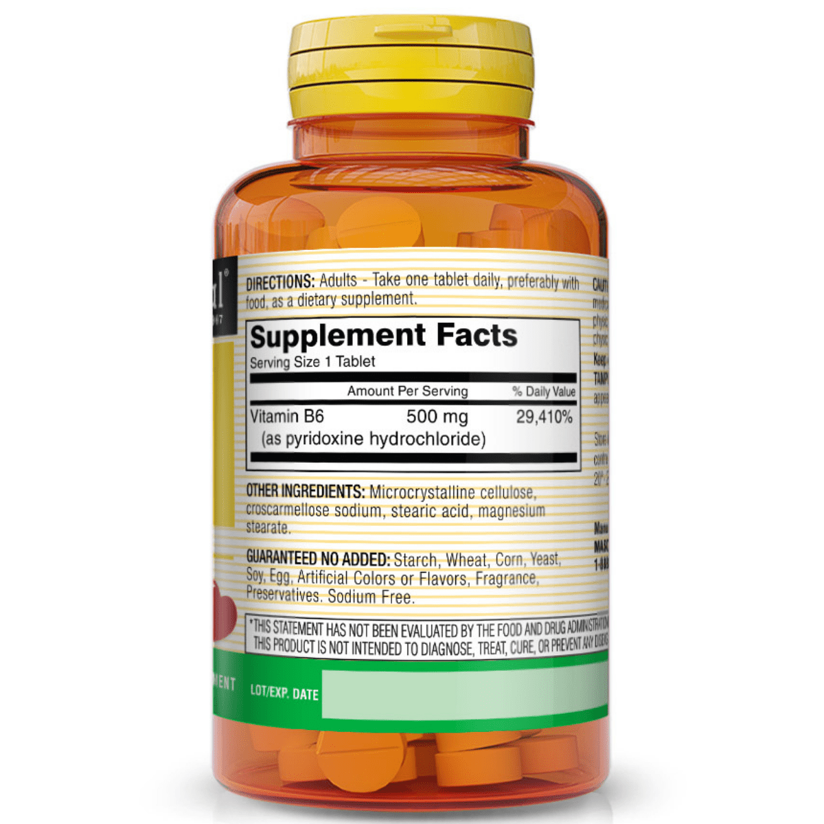 Mason Natural Vitamin B6 500 mg - 60 Tabletas - Haz Tu Pedido