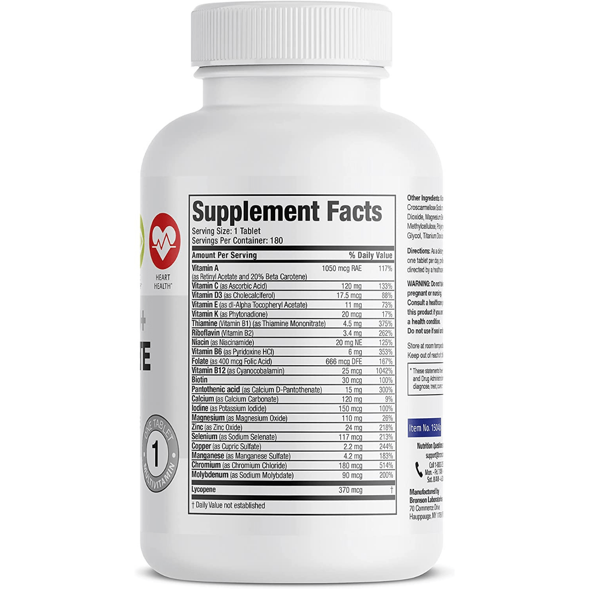 Bronson Mens 50+ Complete Multivitamin - 180 Tabletas - Haz Tu Pedido