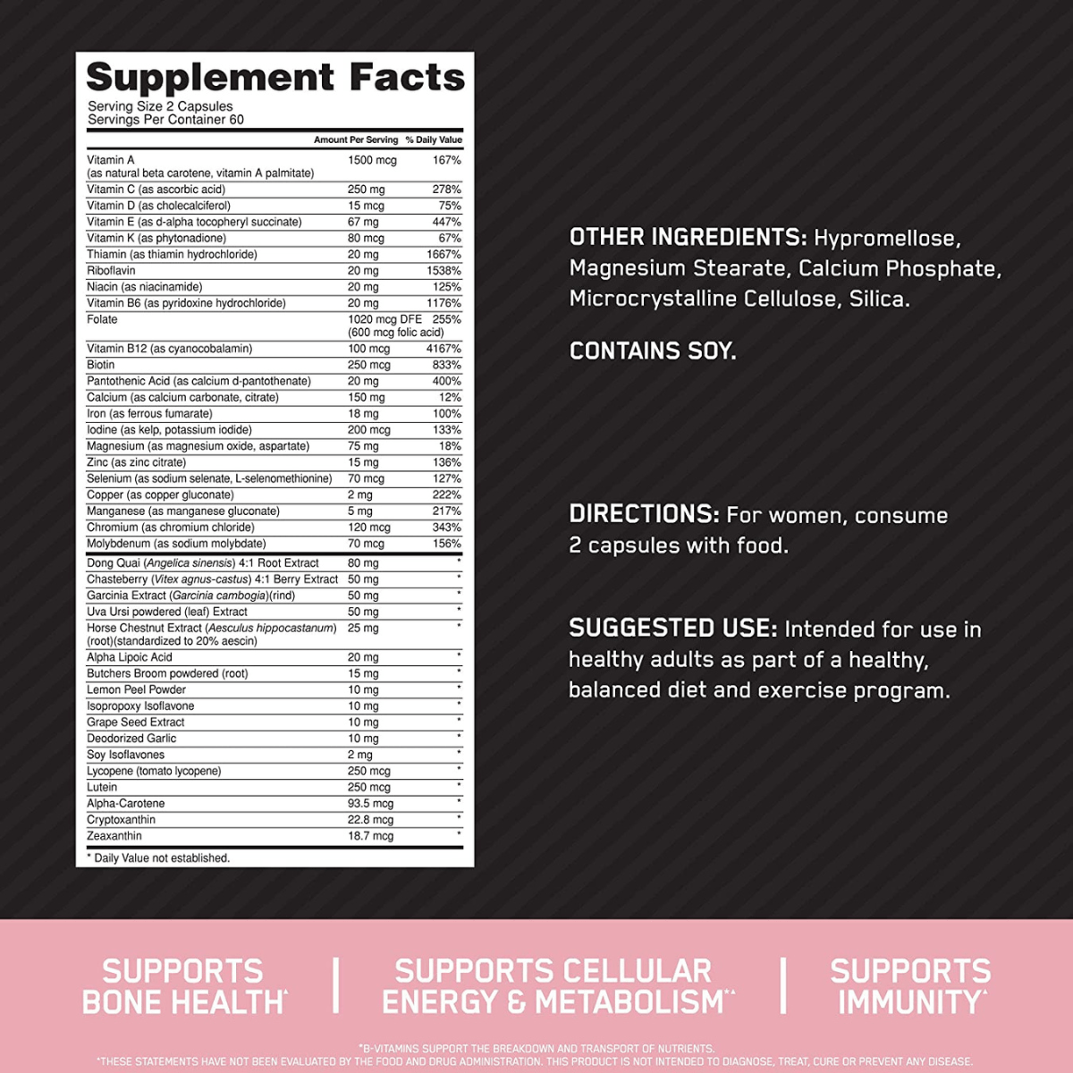 Optimum Nutrition Multivitamin For Women - Haz Tu Pedido