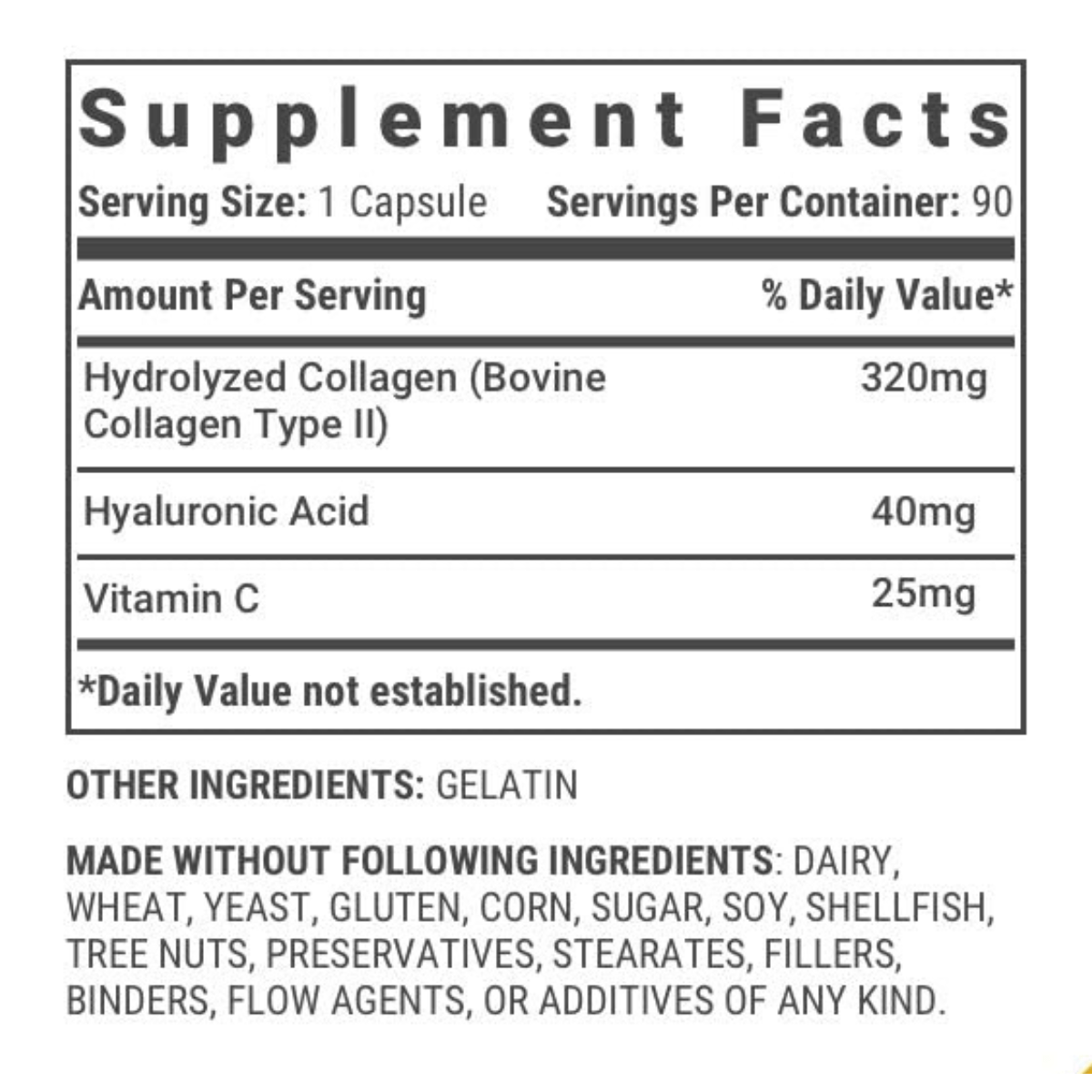 Colágeno con Vitamina C y Ácido Hialurónico - 90 Cápsulas - Haz Tu Pedido