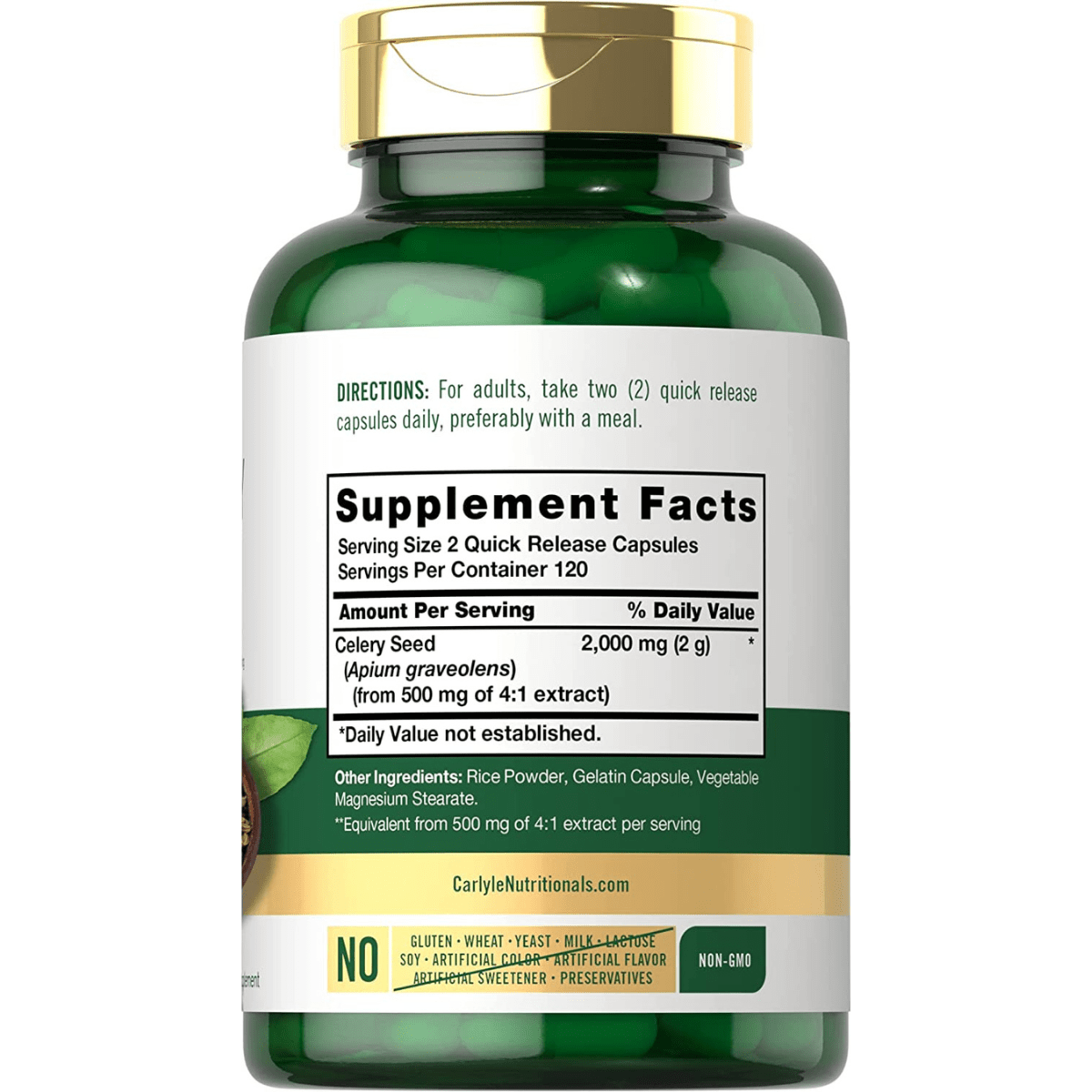 Carlyle Celery Seed Extract 2000 mg - 240 Cápsulas de Liberación Rápida - Haz Tu Pedido