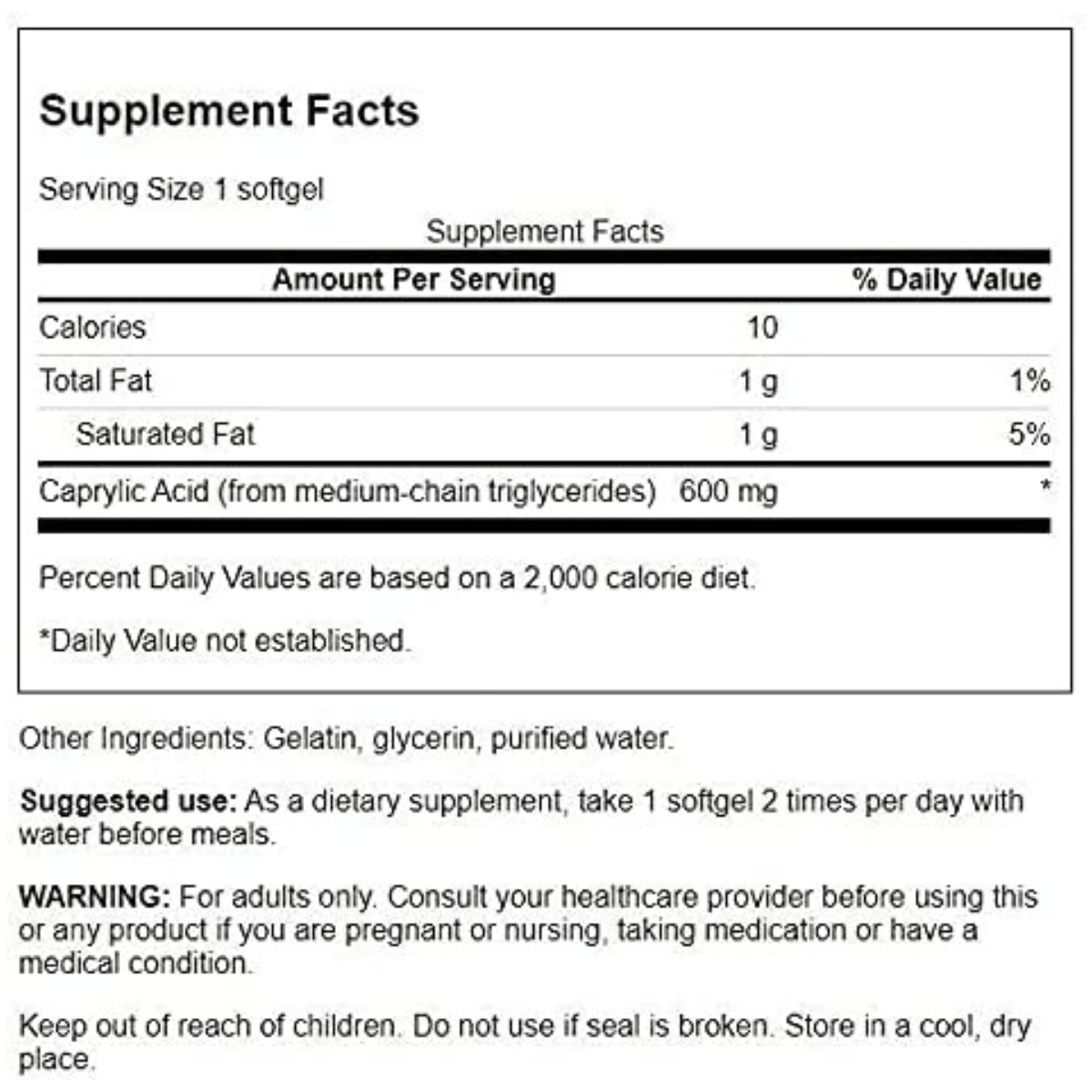 Swanson Caprylic Acid 600 mg - 60 Cápsulas Blandas - Haz Tu Pedido