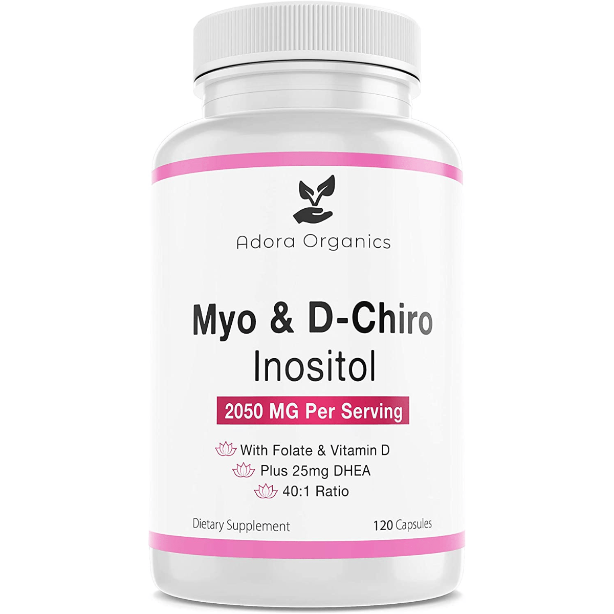 Adora Organics Myo& D-Chiro Inositol with Folate And Vitamin D - 120 Cápsulas - Haz Tu Pedido