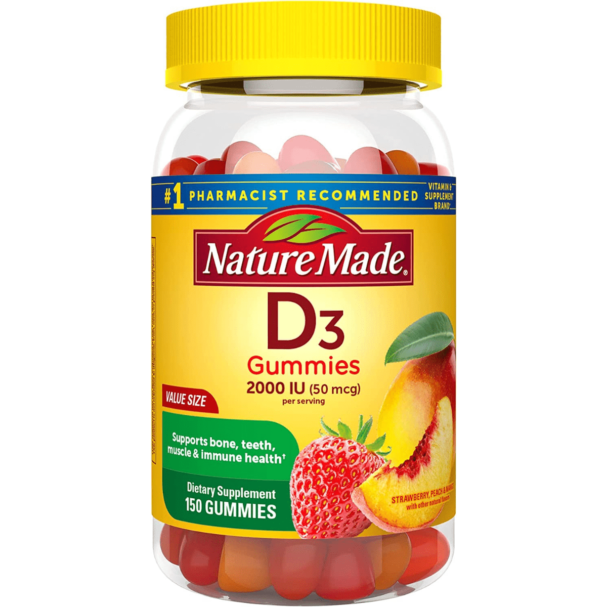 Nature Made Vitamin D3 2000 IU (50 mcg) - Fresa, Durazno & Mango - Haz Tu Pedido