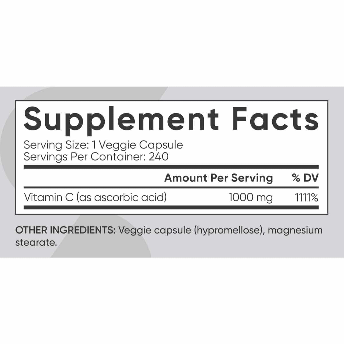 Sports Research Vitamina C 1000 mg - 240 Cápsulas Vegetales