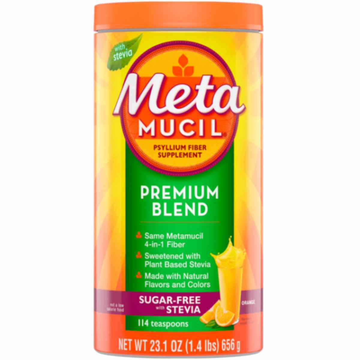 Metamucil Mezcla Premium Sin azúcar con Stevia - Naranja - Haz Tu Pedido