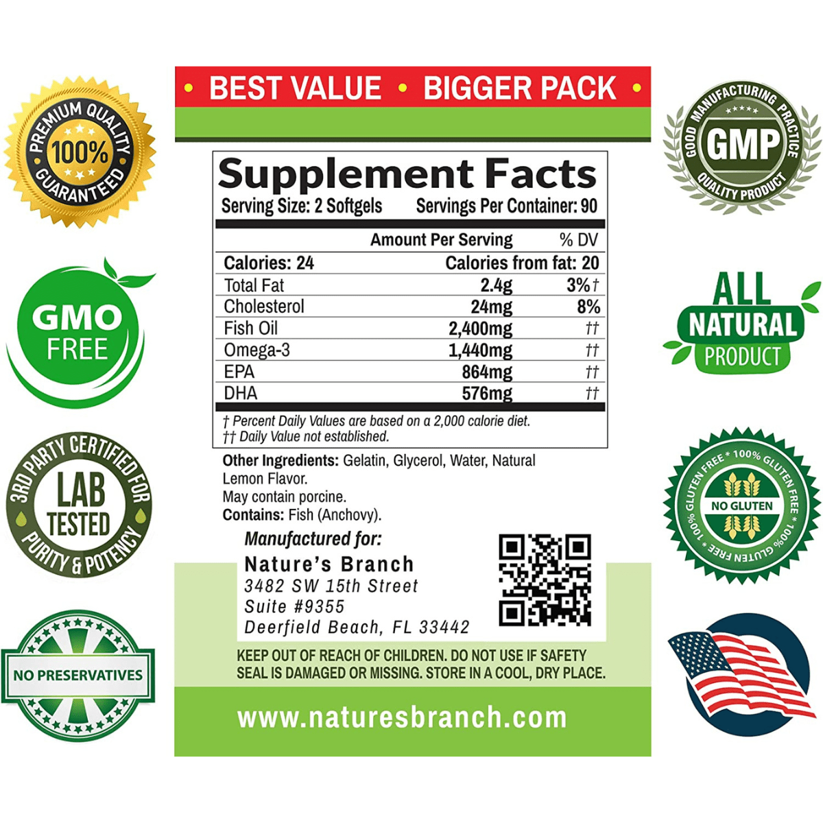 Nature's Branch Triple Strength Omega 3 Fish Oil - Limón - Haz Tu Pedido