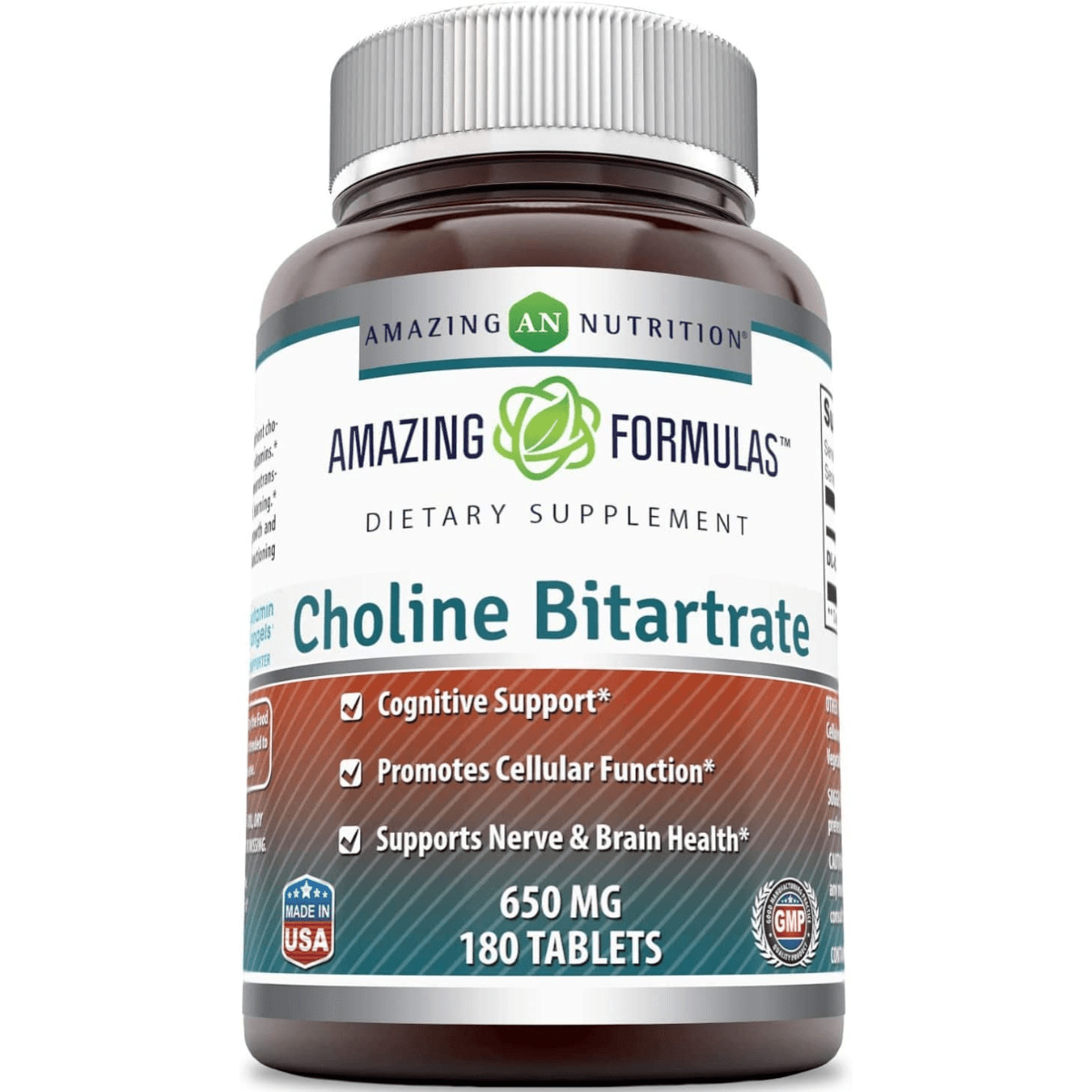 Amazing Nutrition Choline Bitartrate 650 mg - 180 Tabletas - Haz Tu Pedido