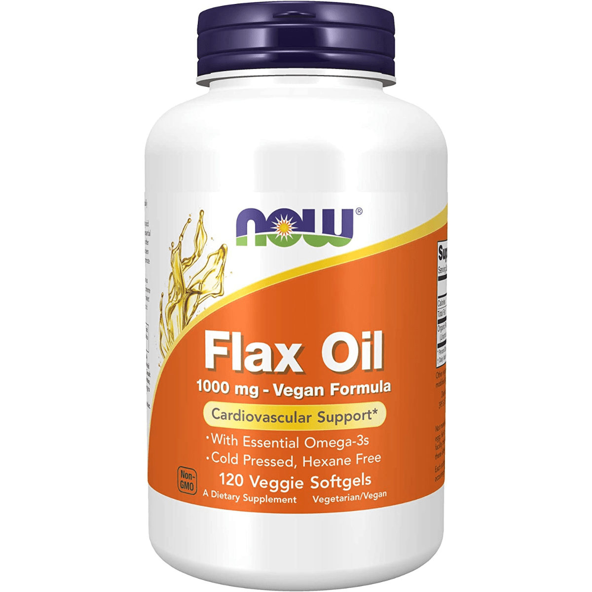 NOW Foods Flax Oil 1000 mg with Essential Omega-3s - 120 Cápsulas Vegetales - Haz Tu Pedido