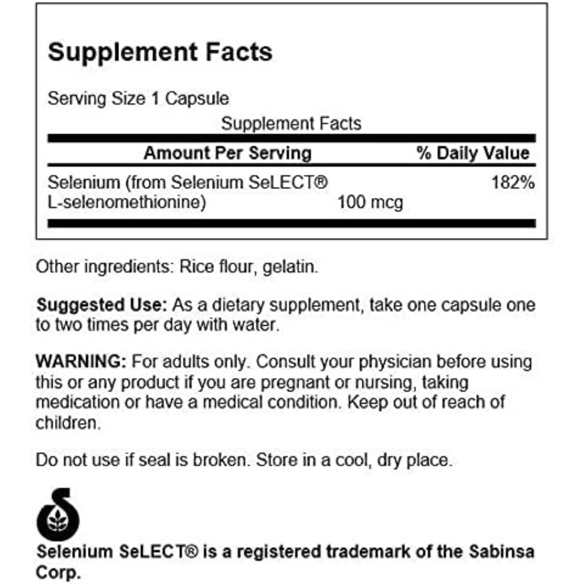 Swanson Selenium (L-Selenomethionine) 100 mcg - 200 Cápsulas - Haz Tu Pedido