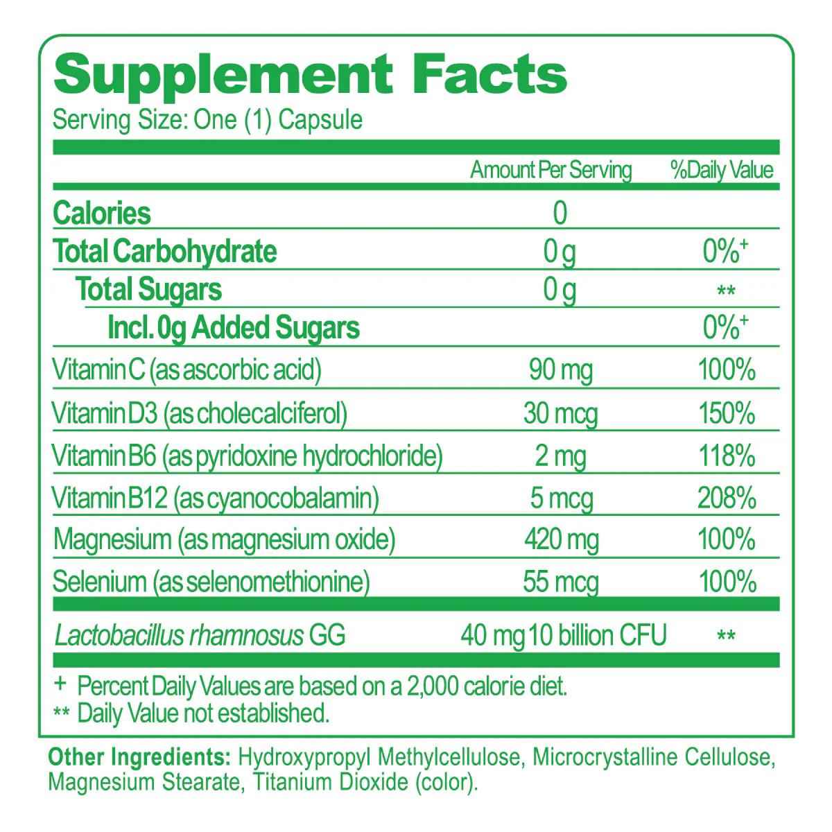 Culturelle Probióticos Diarios para Hombre Bienestar Integral 10 Mil Millones CFU - 60 Cápsulas - Tabla Nutricional - Haz Tu Pedido