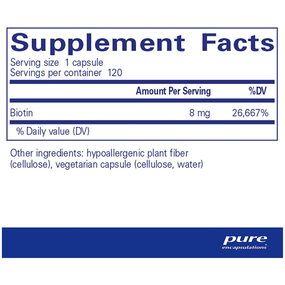 Pure Encapsulations Biotina 8 mg - Haz Tu Pedido