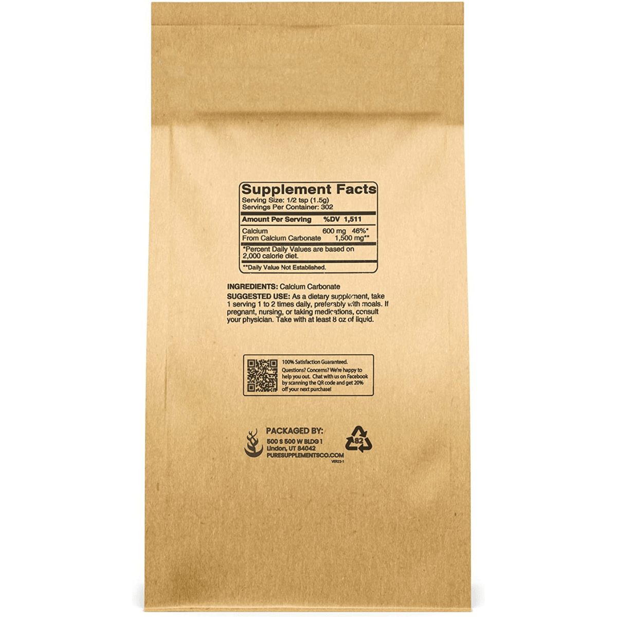 Pure Organic Ingredients Carbonato de Calcio - 5 lb - Haz Tu Pedido