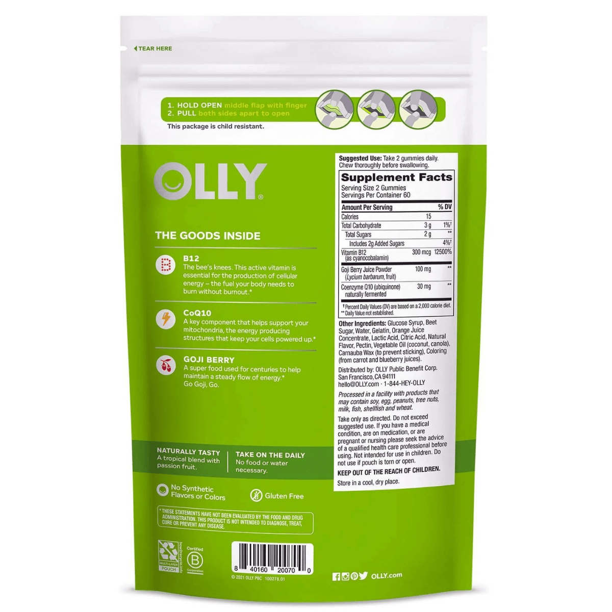 OLLY Vitamina B12 Con CoQ10 Energía Diaria - Maracuyá - Haz Tu Pedido