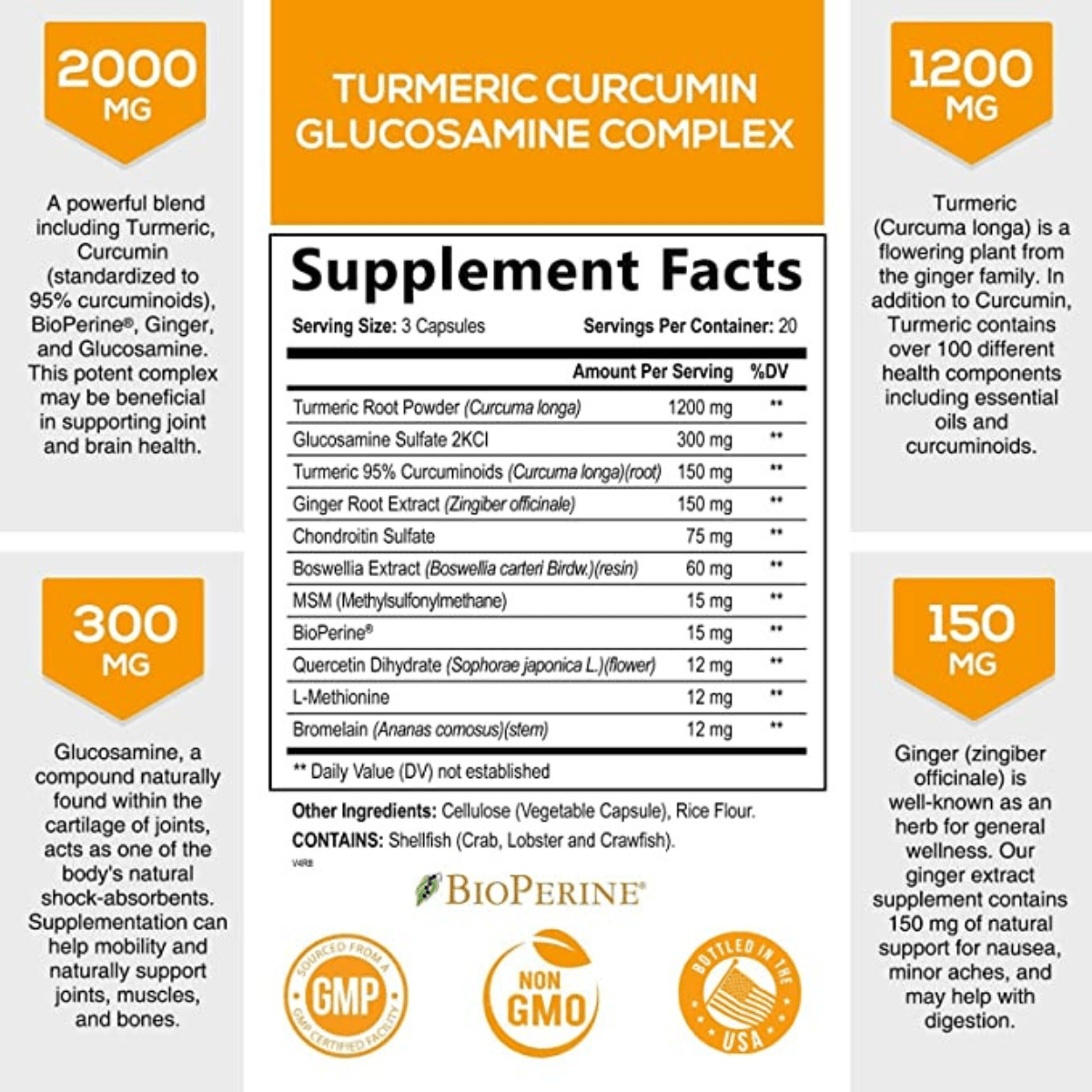 Nature's nutrition Glucosamina con Jengibre 2000 mg - Haz Tu Pedido