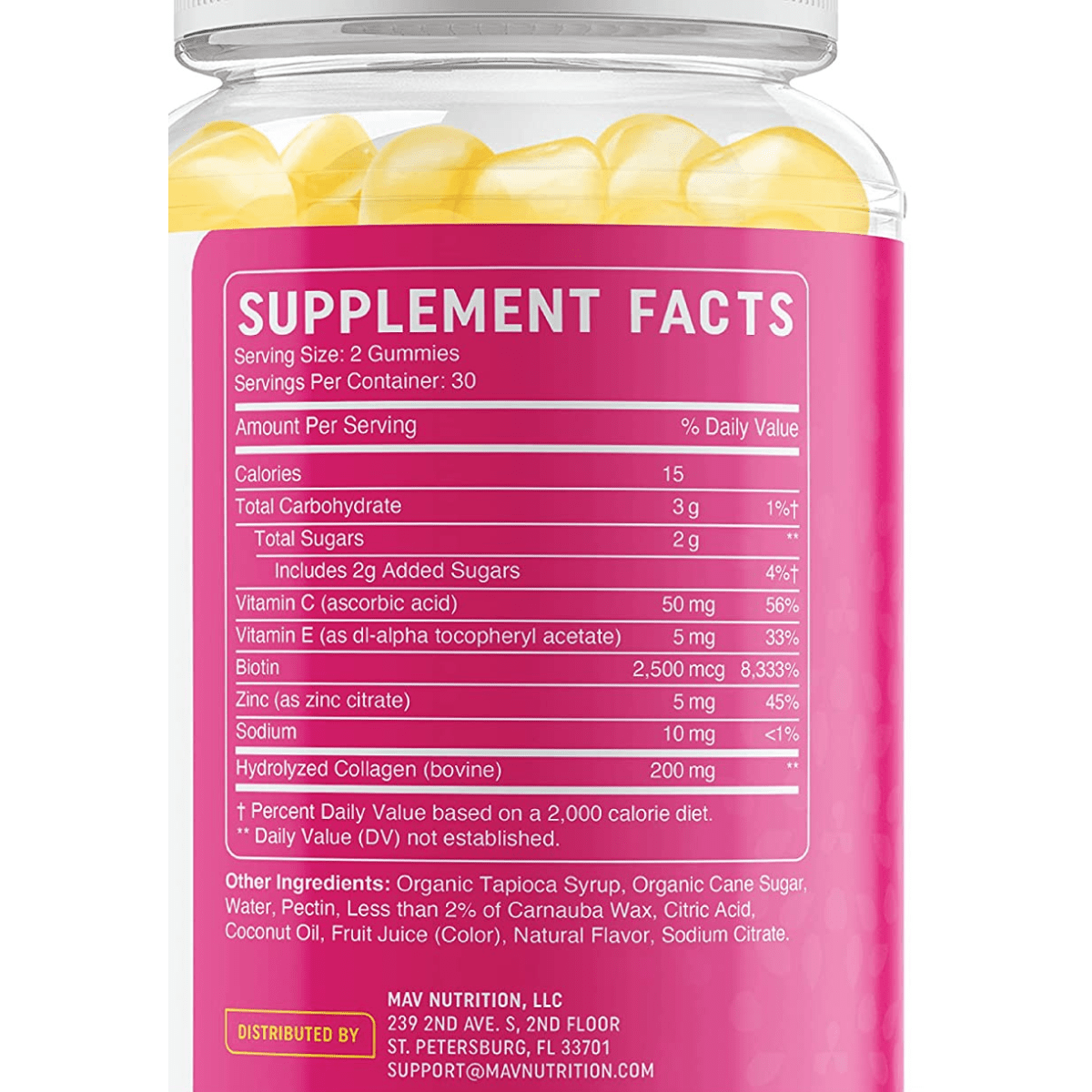 Mav Nutrition Colágeno hidrolizado con Biotina- Limón - 60 Gomitas - Haz Tu Pedido