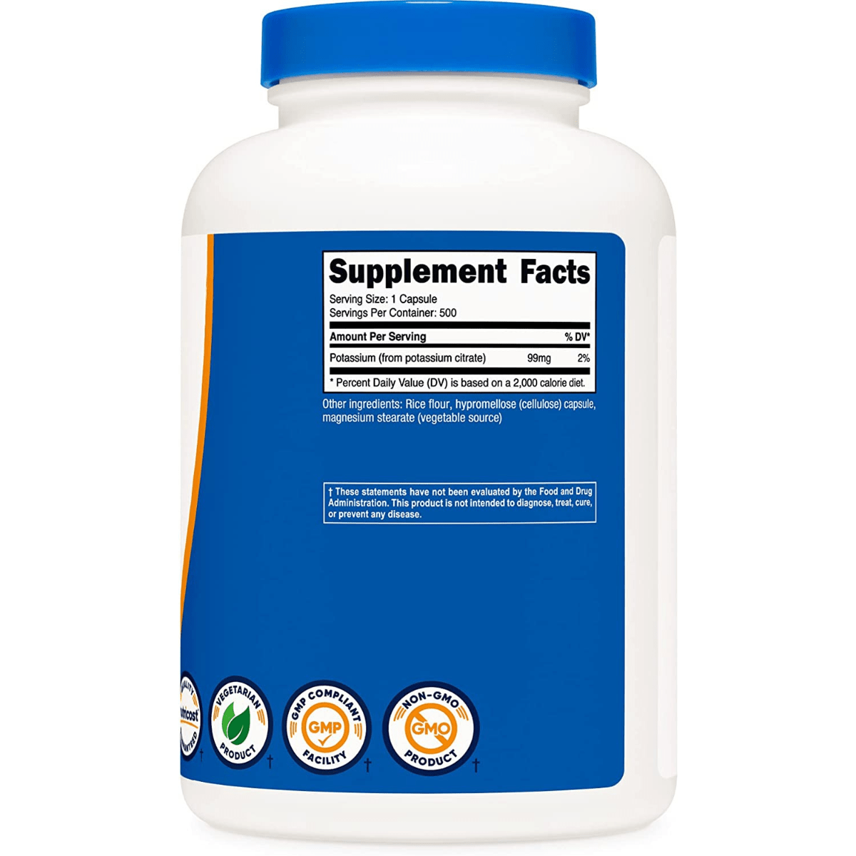 Nutricost Citrato de Potasio 99 mg - 500 Cápsulas - Haz Tu Pedido