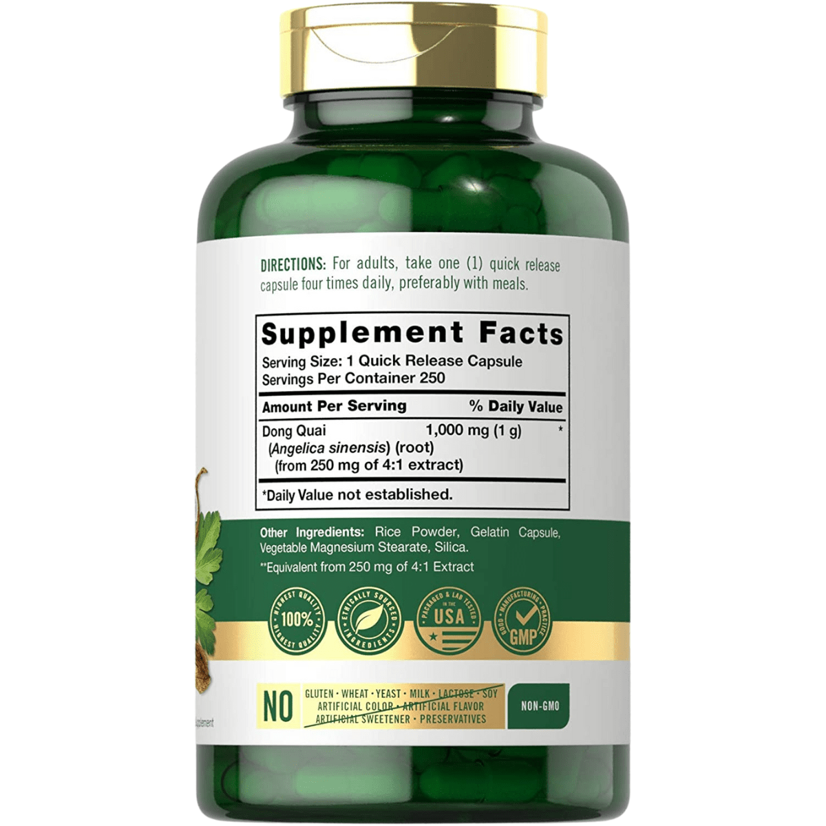 Dong Quai - 1000 mg - 250 Cápsulas - Haz Tu Pedido