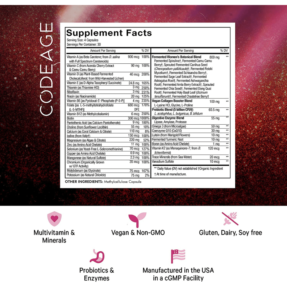 Codeage Multivitamínico para Mujeres - 120 Cápsulas - Haz Tu Pedido