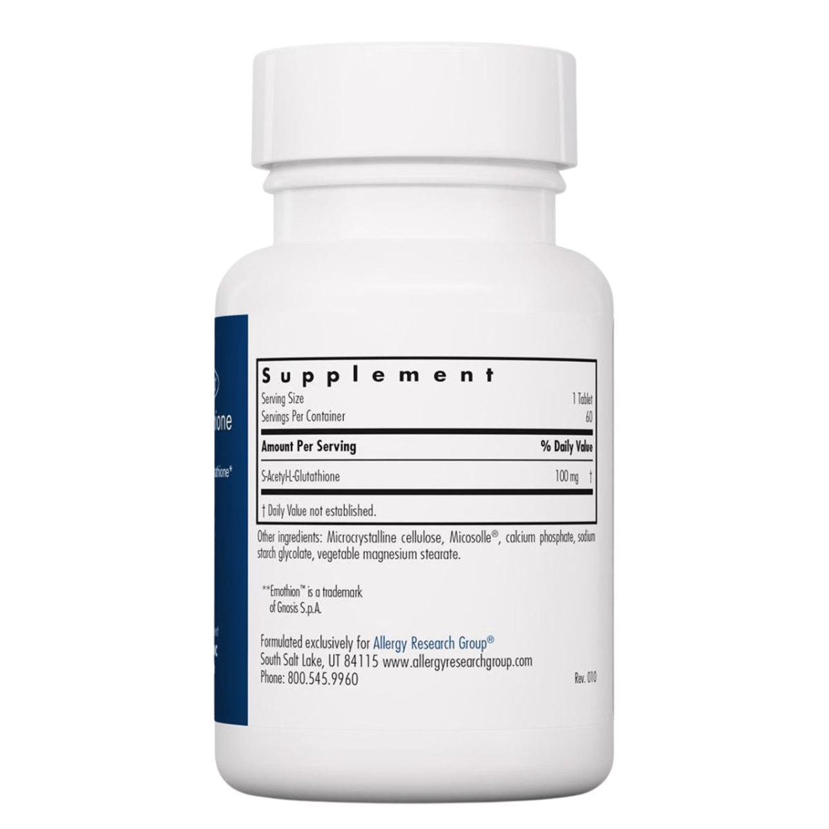 Allergy Research Group Acetil Glutatión - 100 mg - 60 Tabletas - Haz Tu Pedido