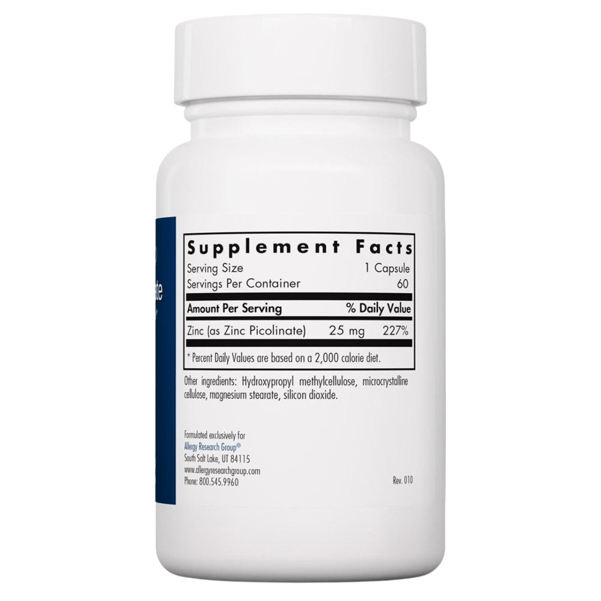 Allergy Research Group Zinc - 25 mg - 60 Cápsulas - Haz Tu Pedido