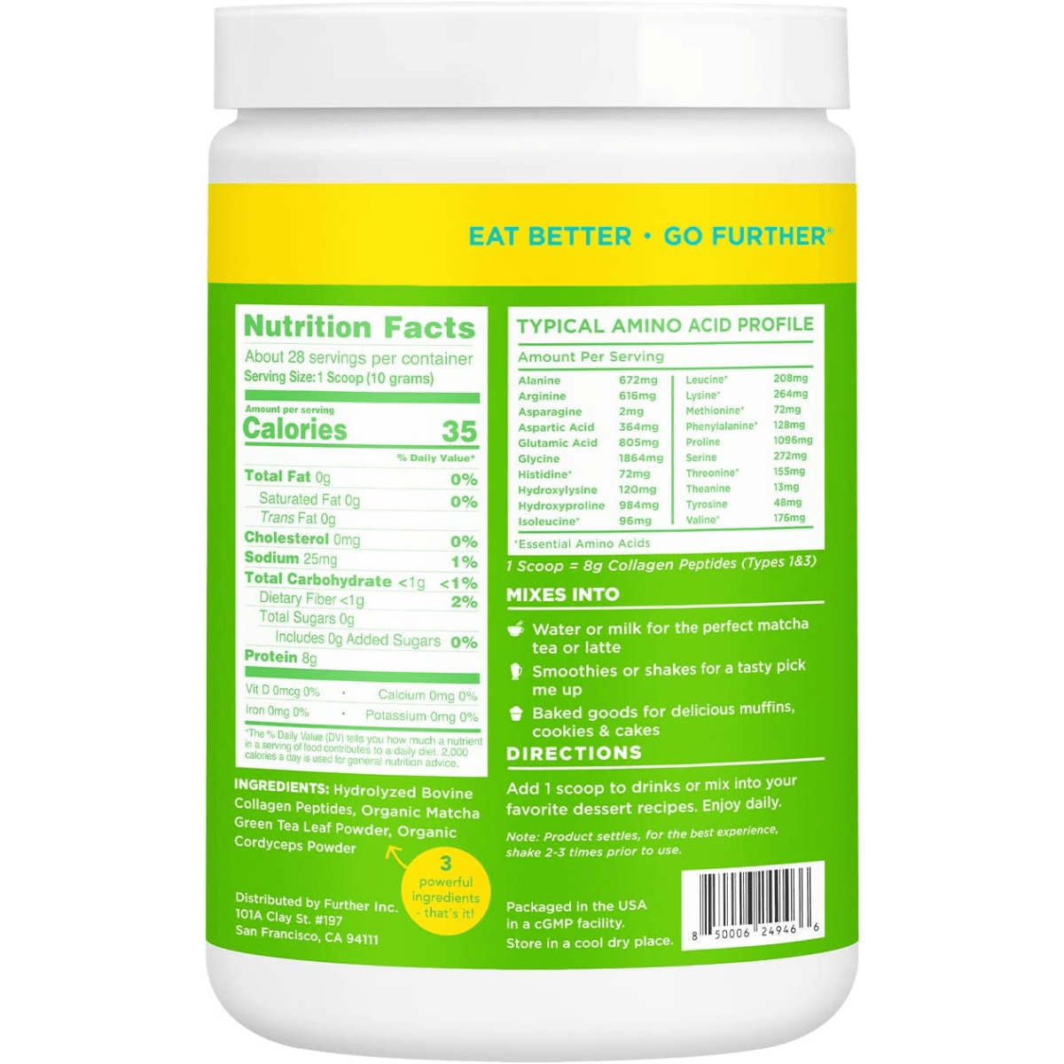 Further Food Colágeno Matcha - Matcha - 266 g - Haz Tu Pedido