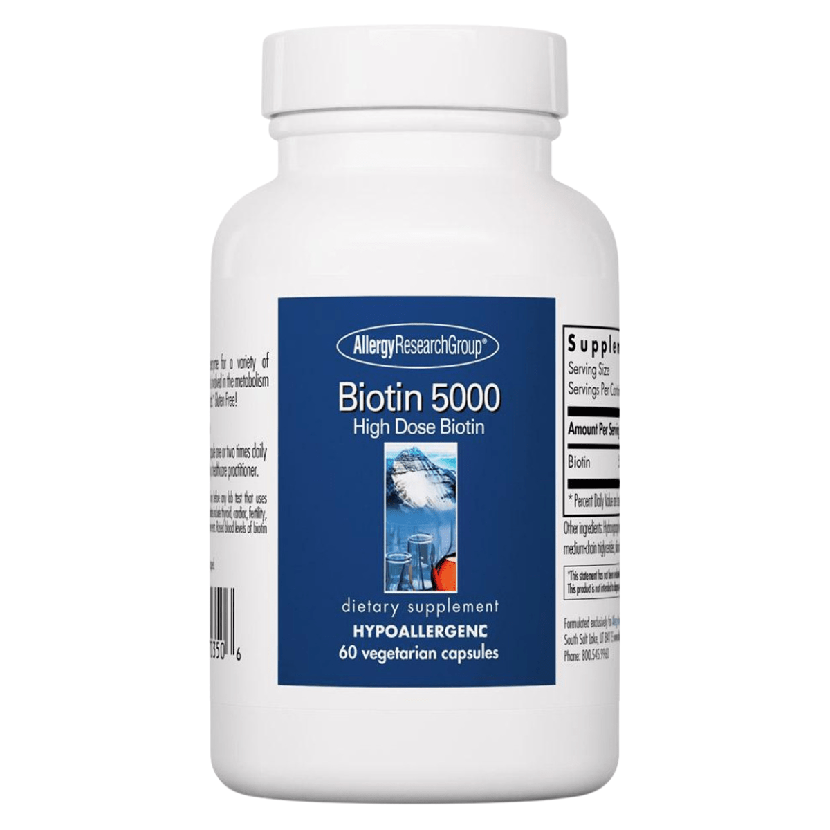 Allergy Research Group Biotina 5000 ug - 60 Cápsulas Vegetarianas - Haz Tu Pedido