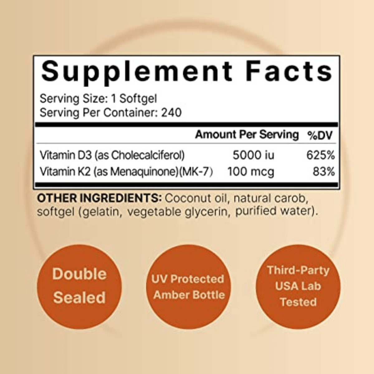 Vitaminas D3 y K2 - 240 Cápsulas Blandas - Haz Tu Pedido