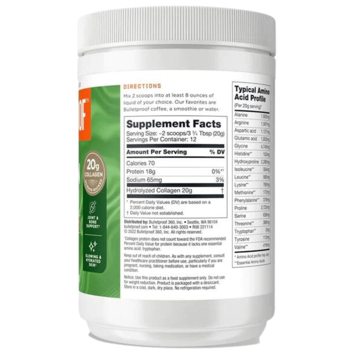 Bulletproof Colágeno - Sin Sabor - 2,65 lb - Haz Tu Pedido