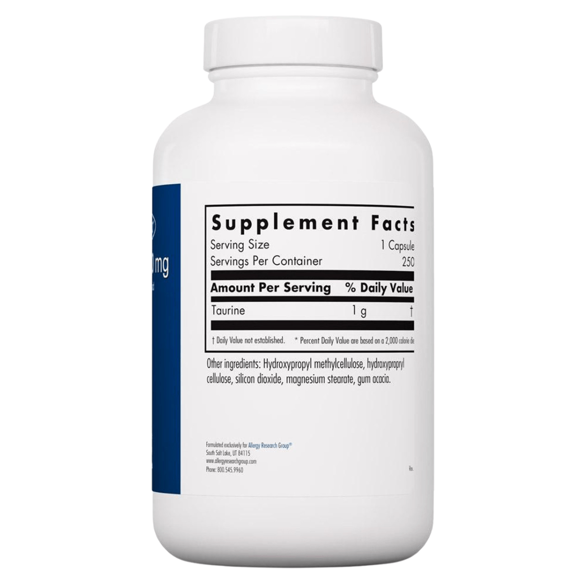 Allergy Research Group Taurina - 1000 mg - 250 Cápsulas Vegetarianas - Haz Tu Pedido