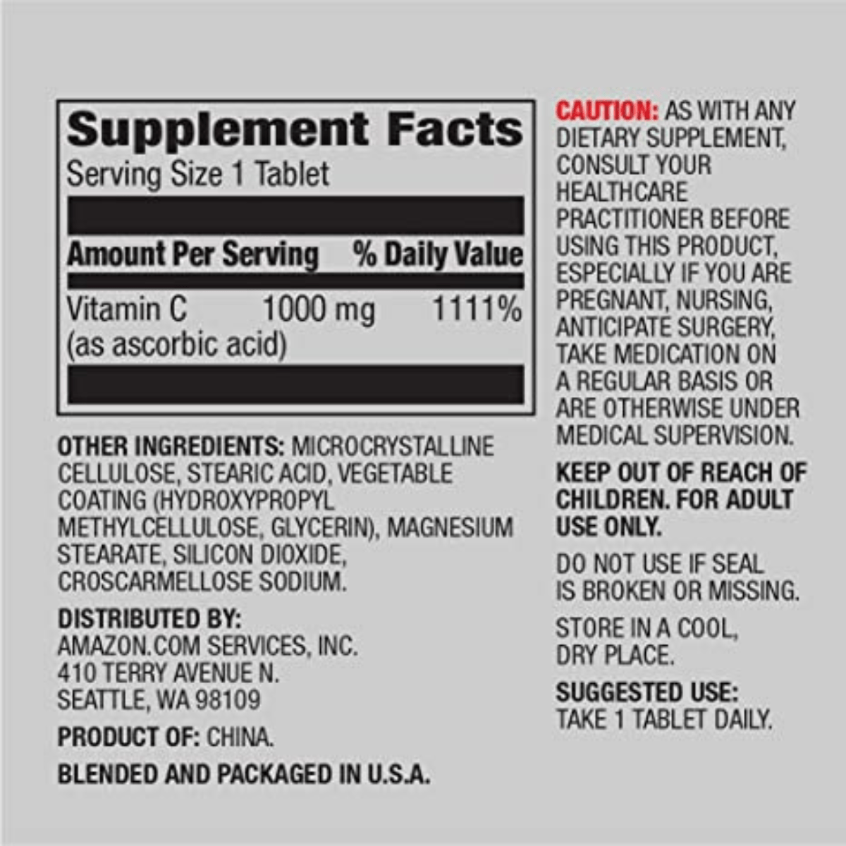 Amazon Elements Vitamina C 1000 mg - 300 Tabletas - Haz Tu Pedido