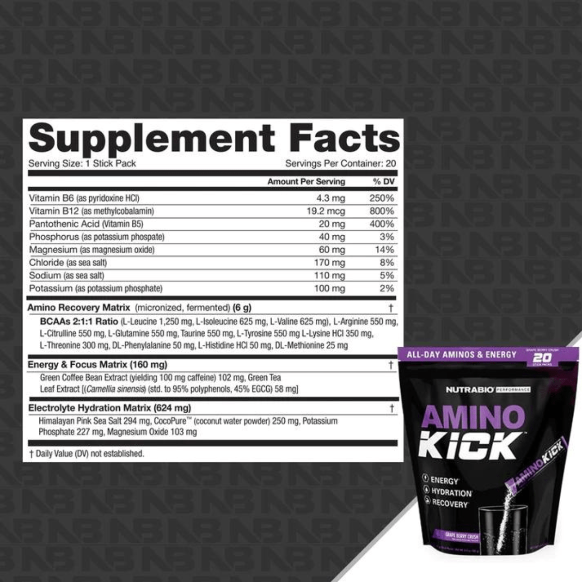 NutraBio Amino Kick - 20 Tubitos - Haz Tu Pedido