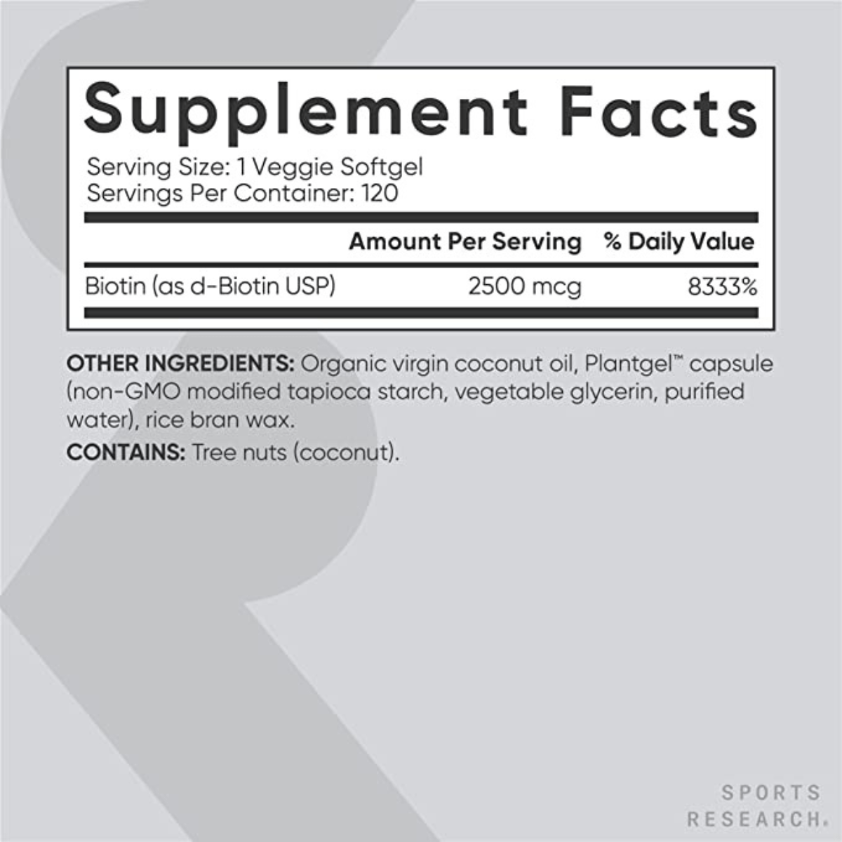 Sports Research Biotina - 120 Cápsulas Blandas - Haz Tu Pedido