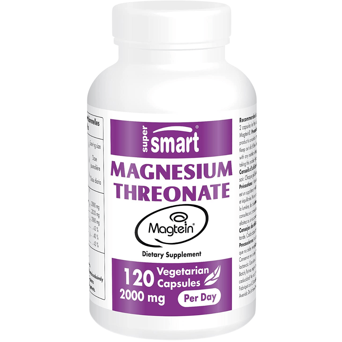 Super Smart Treonato de Magnesio - 2000 mg - 120 Cápsulas Vegetarianas - Haz Tu Pedido