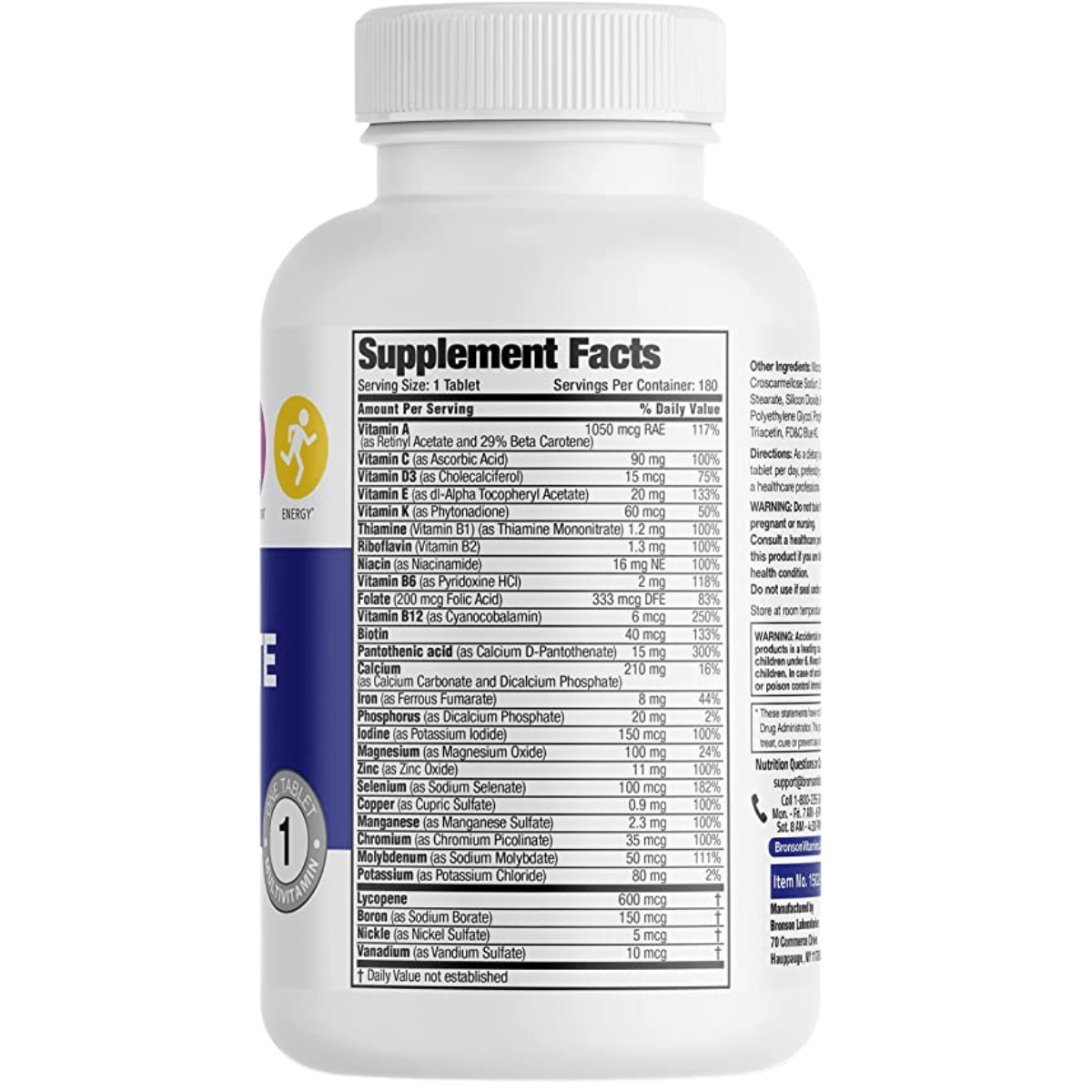 Bronson Multivitamínico para Hombres - 180 Tabletas - Haz Tu Pedido