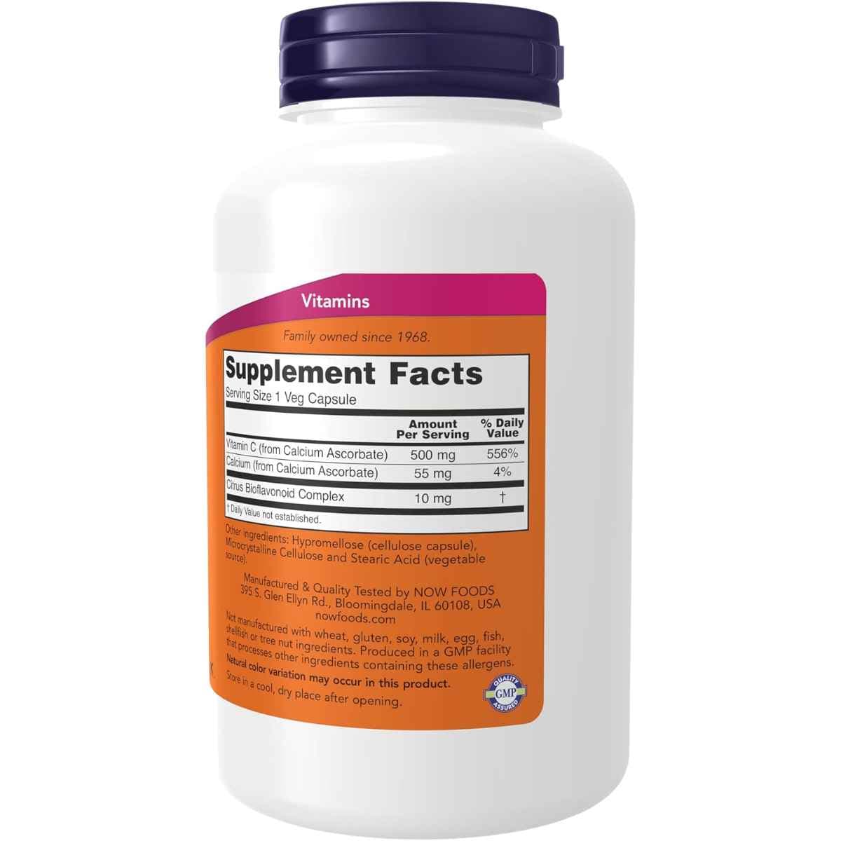NOW Foods - Ascorbato de Calcio (500 mg - Cápsulas Vegetales)