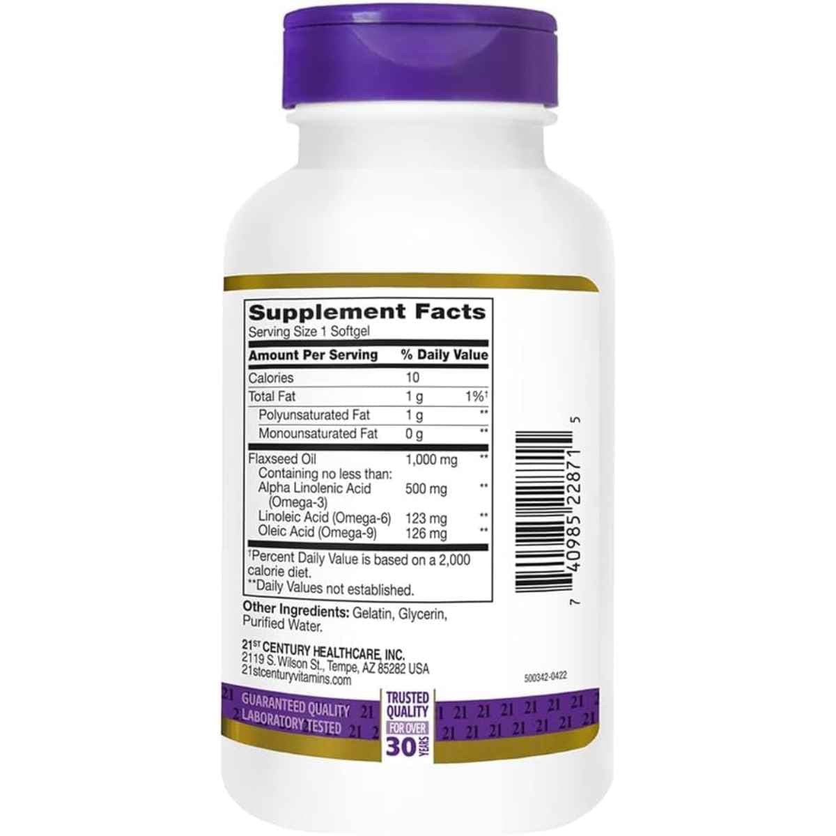 21st Century - Aceite de Linaza (1000 mg - Cápsulas blandas)