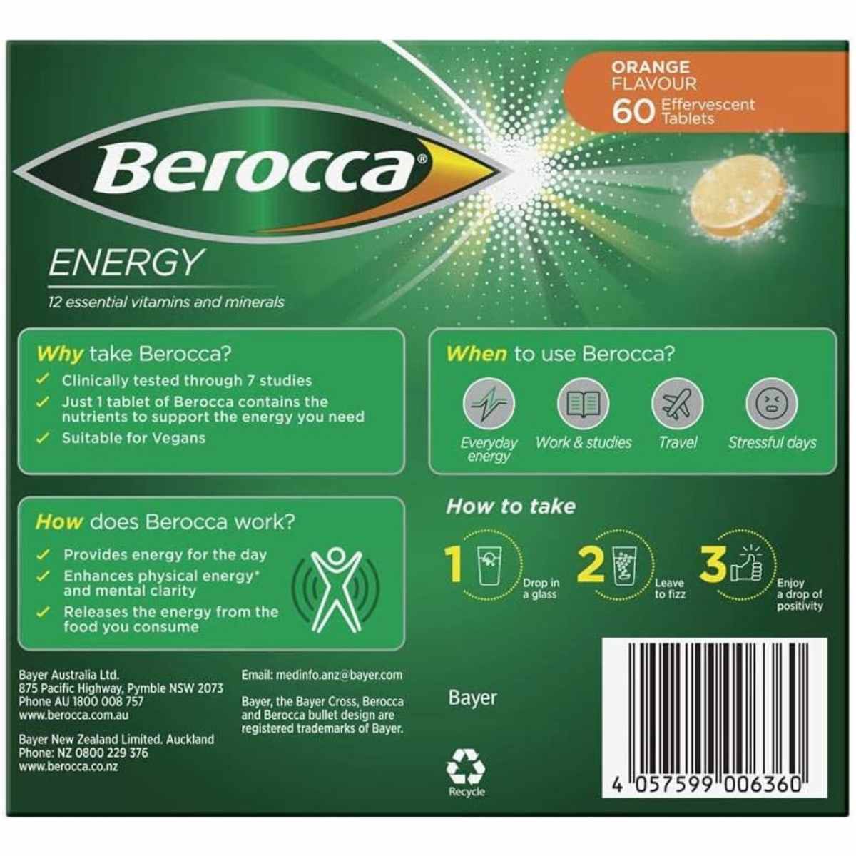Berocca Vitamina B y C - 60 Tabletas Efervescentes - Haz Tu Pedido