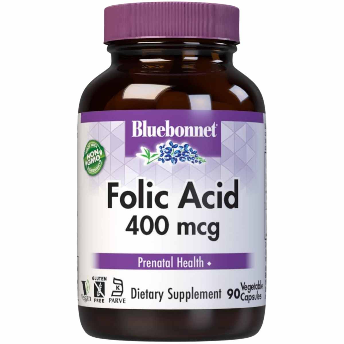 Bluebonnet Folic Acid - 400 mcg - 90 Cápsulas De Origen Vegetal - Haz Tu Pedido