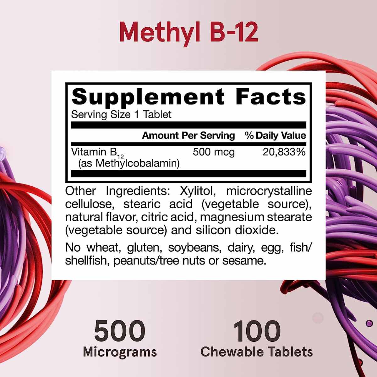 Metil B-12 - 500 mcg - Cereza - 100 Pastillas Masticables - Haz Tu Pedido